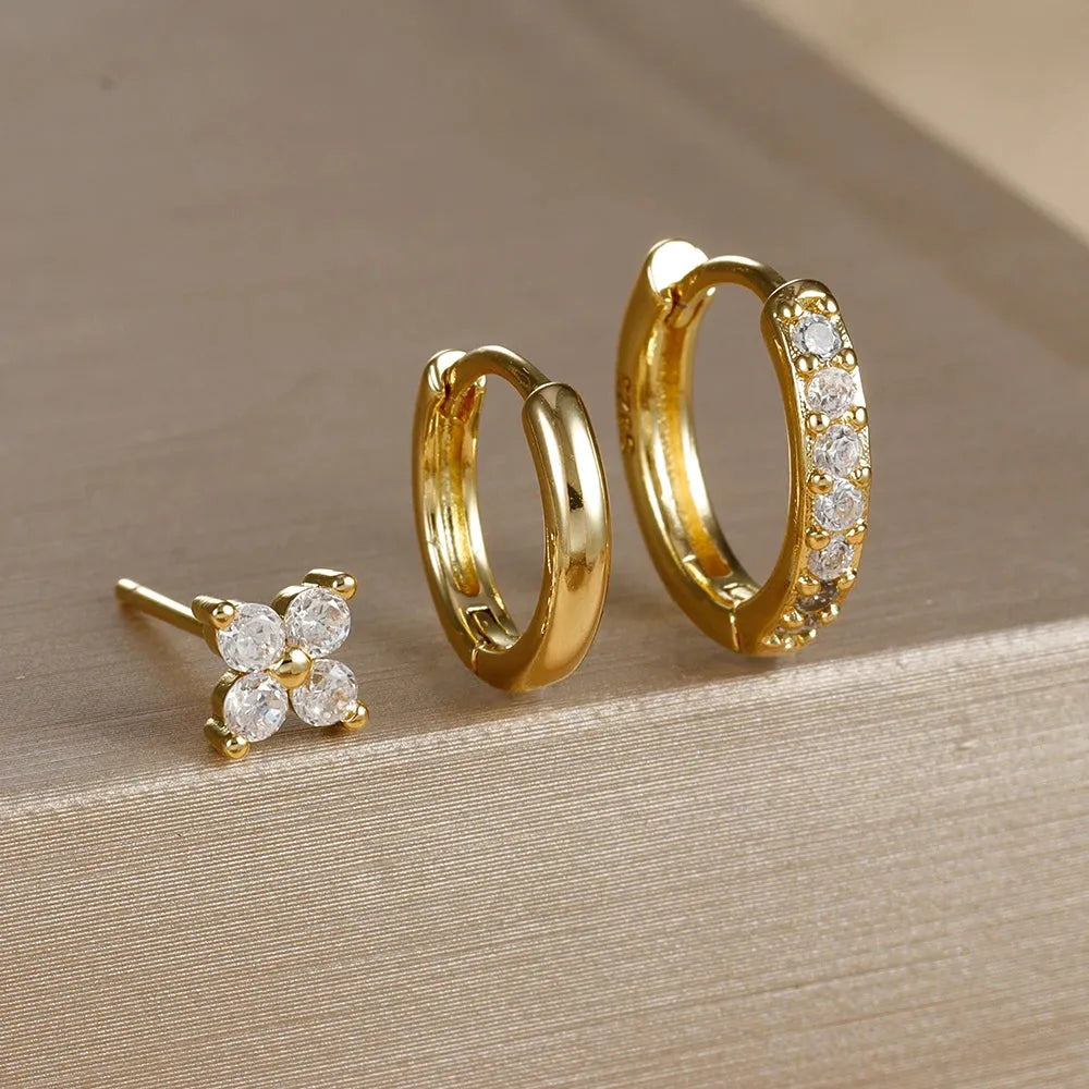 Gold Plated Earring Set Hoop Design Stainless Steel