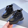 Black short ankle boots for toddlers with anti-slip sole