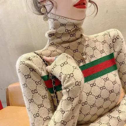 Women's Slim Fit Turtleneck Warm Knitted Sweater