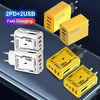 120W 4-Port Fast Charging Wall Chargers in yellow and white