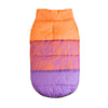 Orange and purple striped winter coat for pets