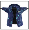 Navy jacket with blue abstract pattern