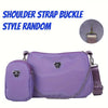 Purple women's bag with shoulder strap and pouch