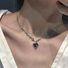 Purple Crystal Heart Pendant Necklace for Women