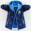 Blue and navy patterned waterproof jacket