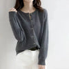 Gray women's single-breasted knitted sweater