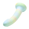 Curved pastel silicone dildo with suction cup