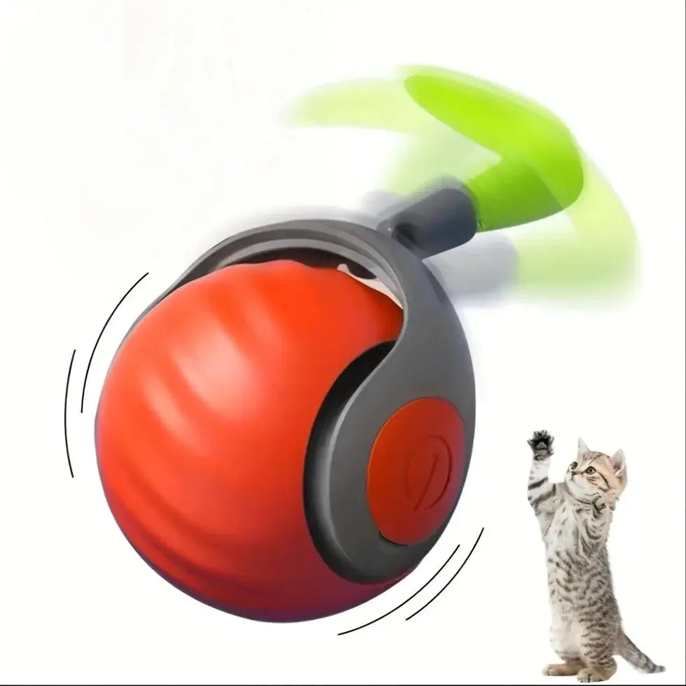 Interactive feather cat ball toy, USB rechargeable smart toy for indoor cats, automatic rolling ball for pet playtime