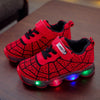 Pair of red Spiderman LED sneakers for kids