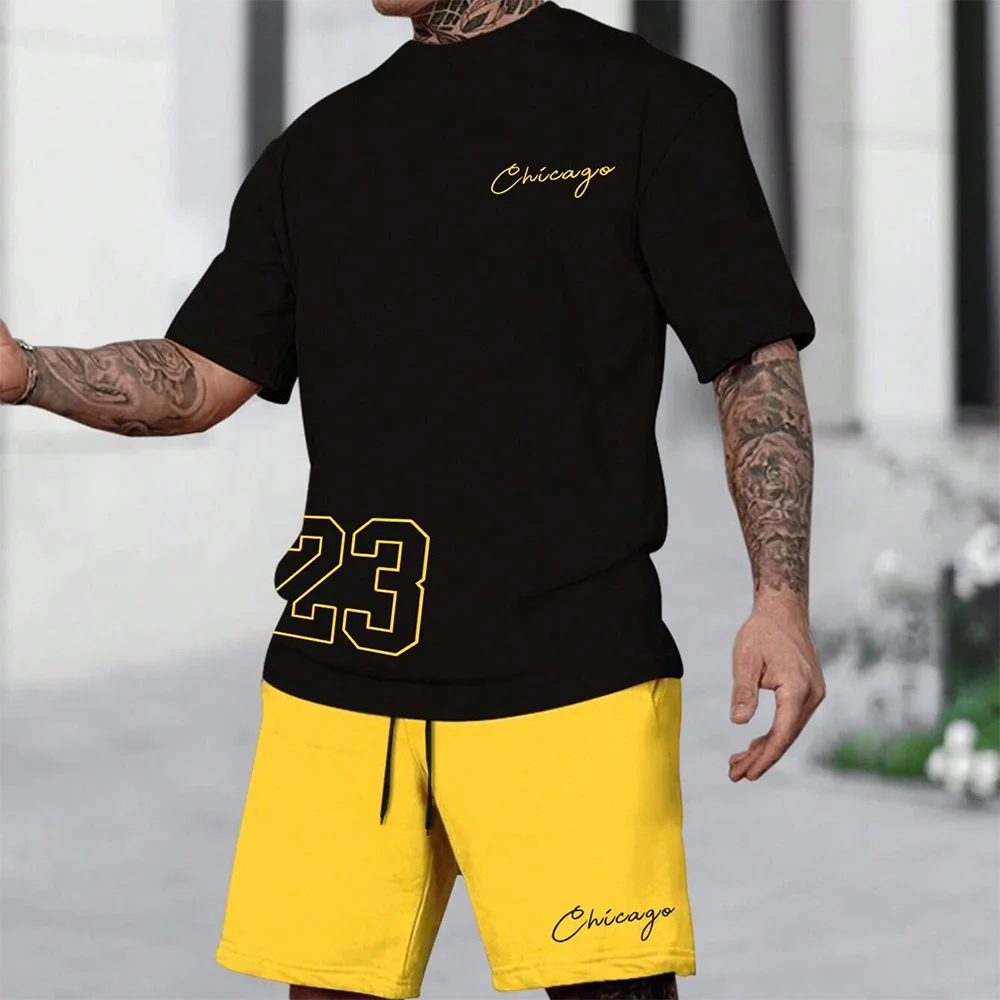 Black and yellow Chicago sportswear set with minimal number 23 print.