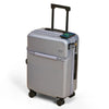 Silver 20 inch travel suitcase with telescopic handle