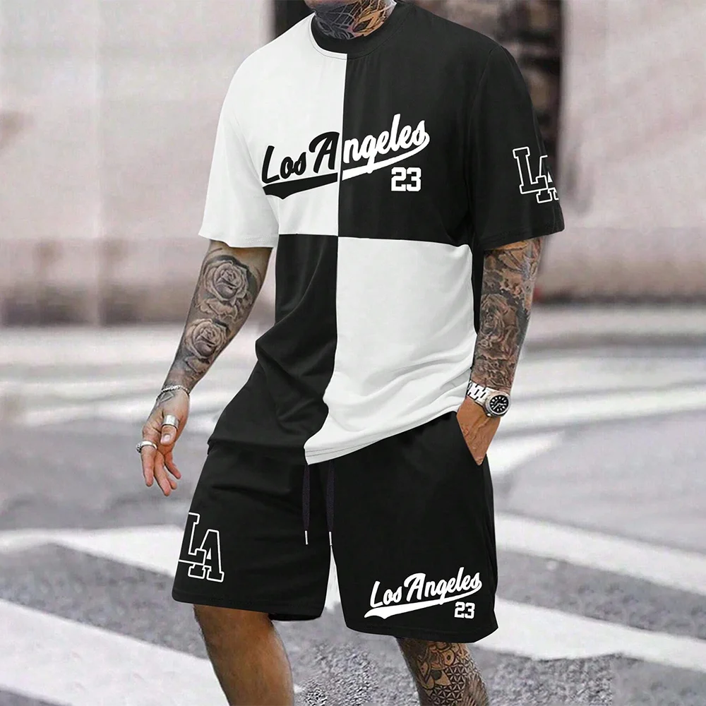 Black and white Los Angeles sportswear set with number 23 and LA logo.