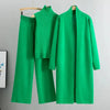 Bright green women's 3-piece knitted cardigan and pants set