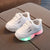 White LED sneakers for kids with hook & loop closure.