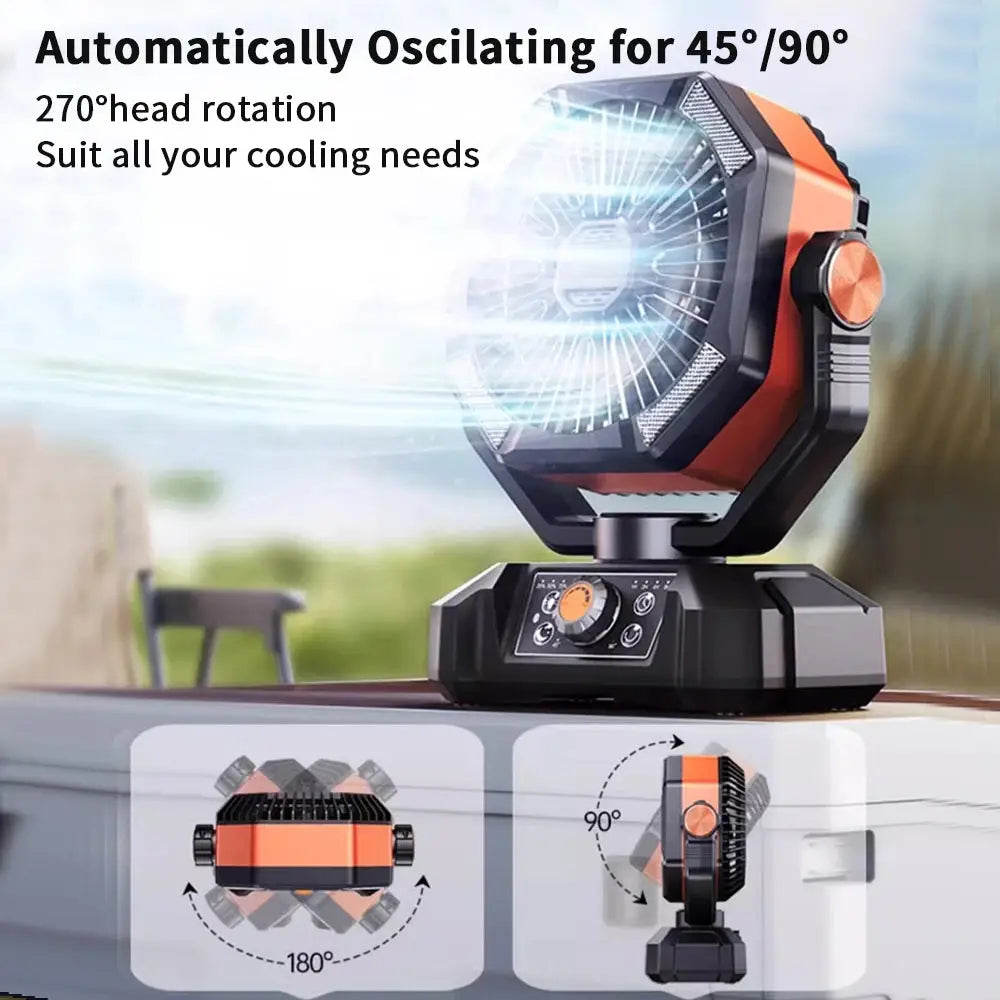 Portable Camping Fan with LED Lantern 8 Speeds & 20000mAh Battery for Outdoor & Fishing