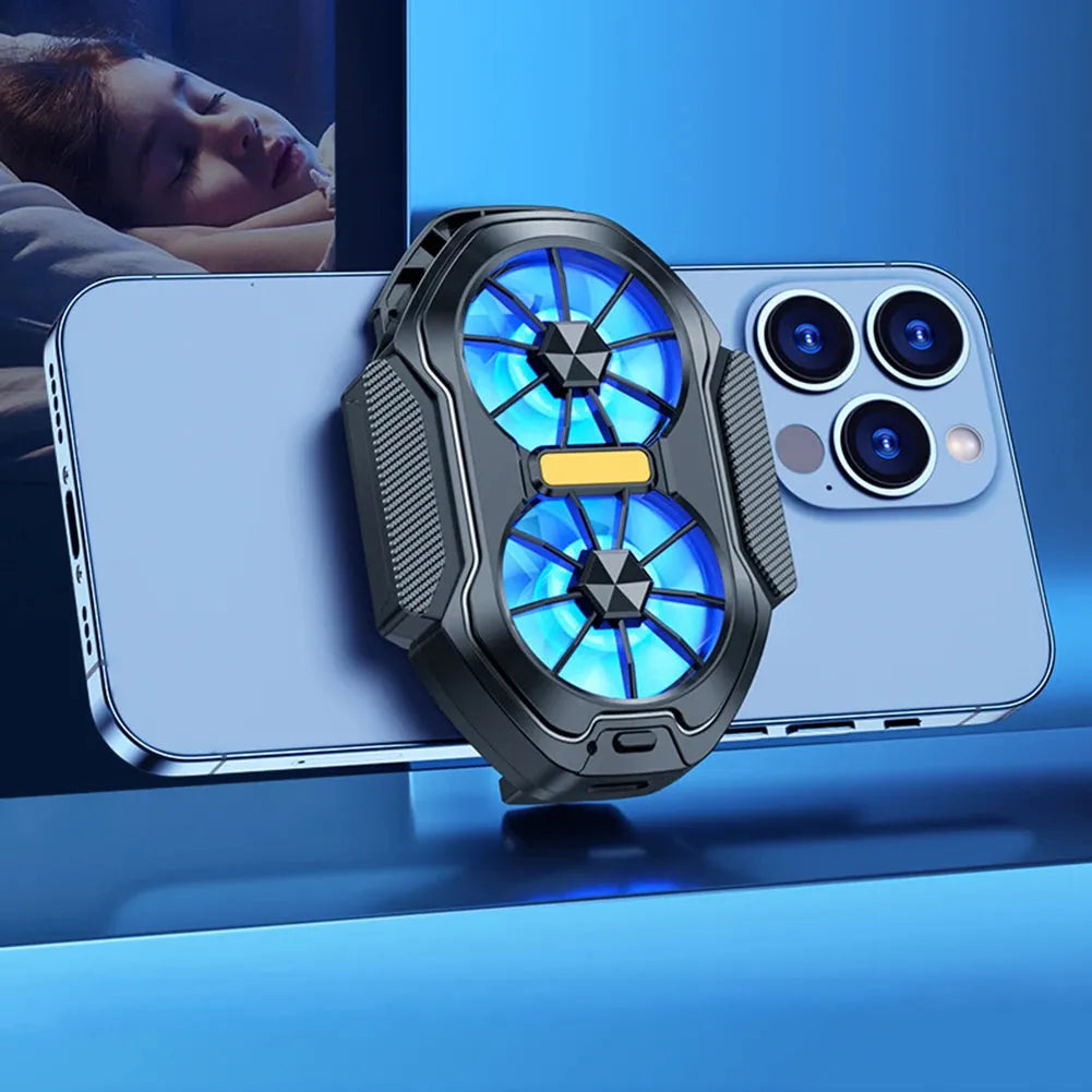 Dual Fan Phone Cooler with Rechargeable Power and Type C