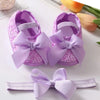 Purple lace bowknot shoes for baby girls