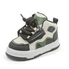 Black and green toddler shoes with sturdy design