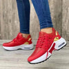 Red women's casual platform sneakers