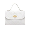 White women's casual crossbody bag with elegant stitching