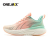 Peach and mint ONEMIX sports shoes with cushioned sole