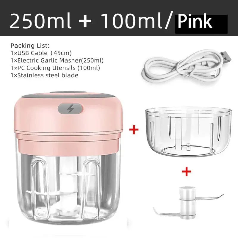 Electric Food Chopper Mini USB Garlic Cutter Portable