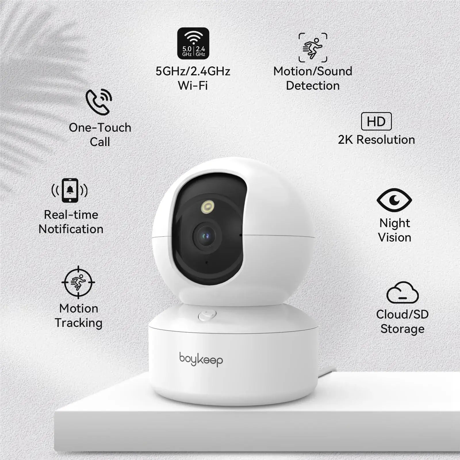 BoyKeep 3MP Indoor Smart Baby Monitor – 5G/2.4GHz WiFi Security Camera with Auto Tracking & 24/7 Video Surveillance