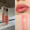 Peachy pink liquid lipstick with glossy finish