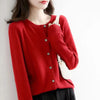 Dark red women's single-breasted knitted sweater