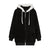 Black plush hooded jacket with zipper