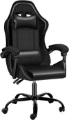 All-black ergonomic gaming chair with adjustable features