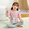 Pink and grey bunny pajama set for kids, soft loungewear