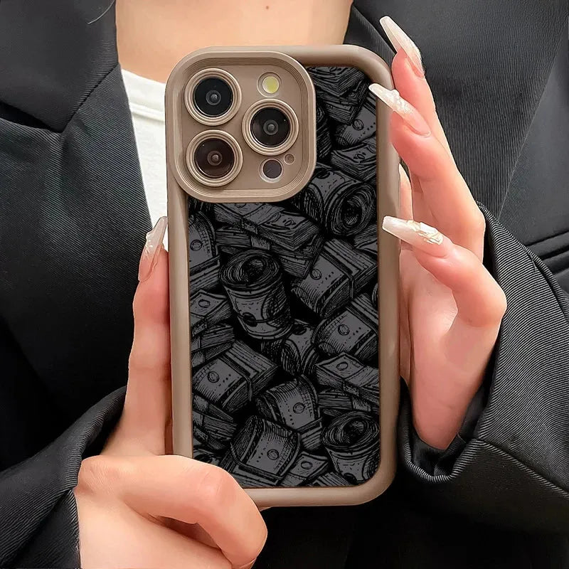 Banknote Pattern Phone Case Soft Silicone For iPhone Series