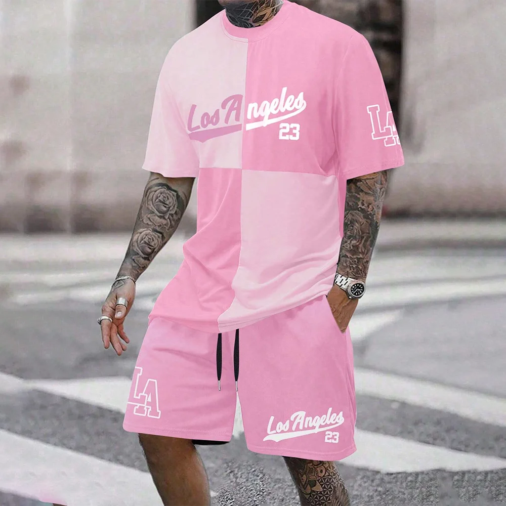 Pink Los Angeles sportswear set with number 23 and LA logo.