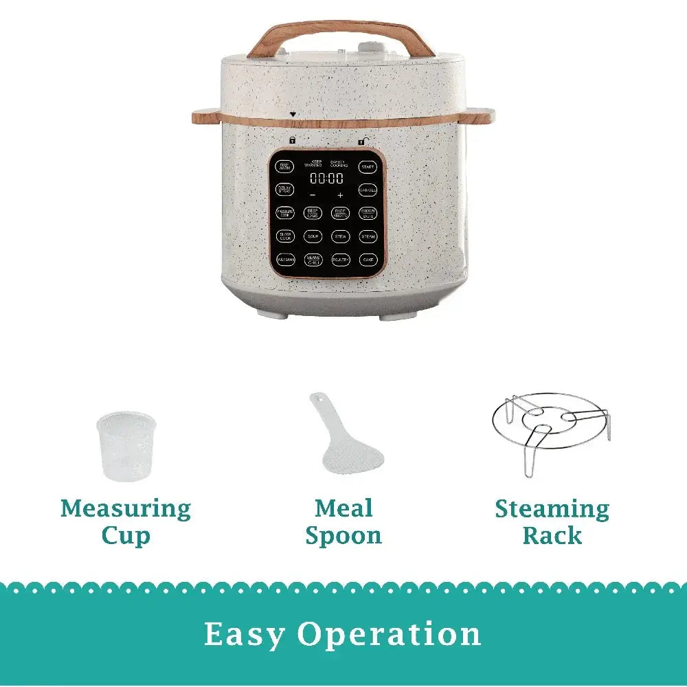 6-Quart Multi-Function Pressure Cooker – Touch Control, 12 Presets for Fast Cook, Slow Cook, Sauté, Steam, Eggs & Soup