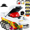 White multifunctional vegetable cutter with attachments