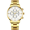 Gold luxury fashion watch with white round dial