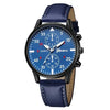 Men's watch with blue leather strap and blue dial