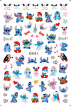 Stitch themed nail stickers with colorful characters