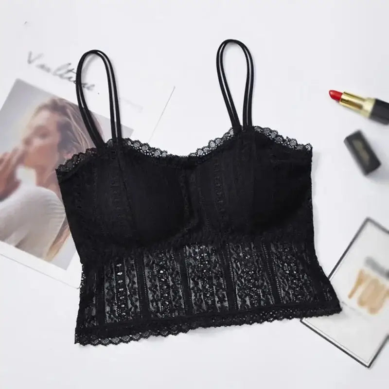 Lace Hollow Out Bralette Tank Top for Women Breathable Soft Fit with Adjustable Straps