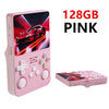 Pink 128GB portable video game console with car game