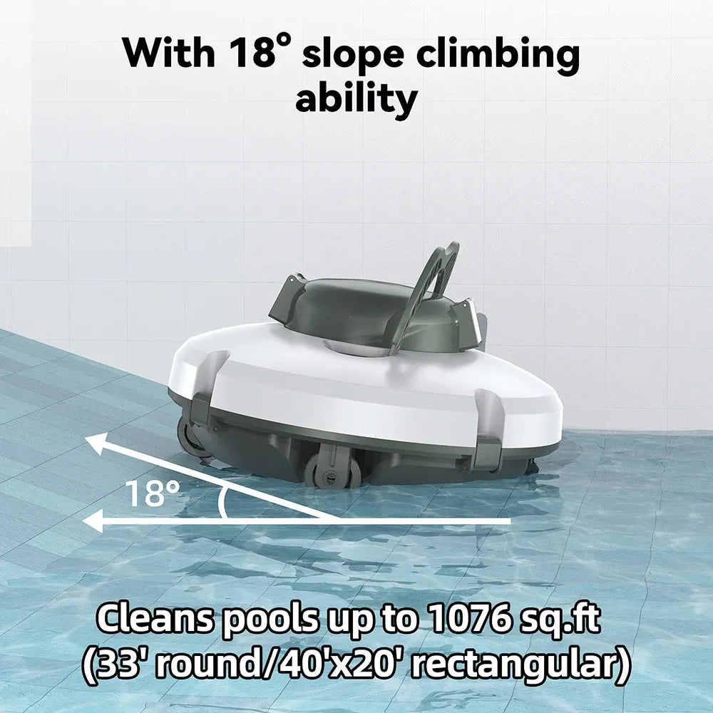 Cordless Robotic Pool Cleaner with IPX8 and Long Runtime