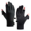 Black winter gloves with two open fingers