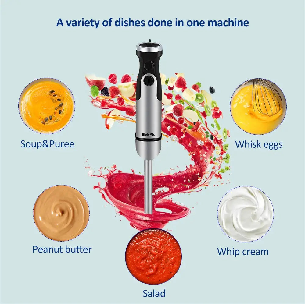 1200W Immersion Hand Blender 5-in-1 | Chopper, Whisk & Smoothie Cup for Vegetables & Meats