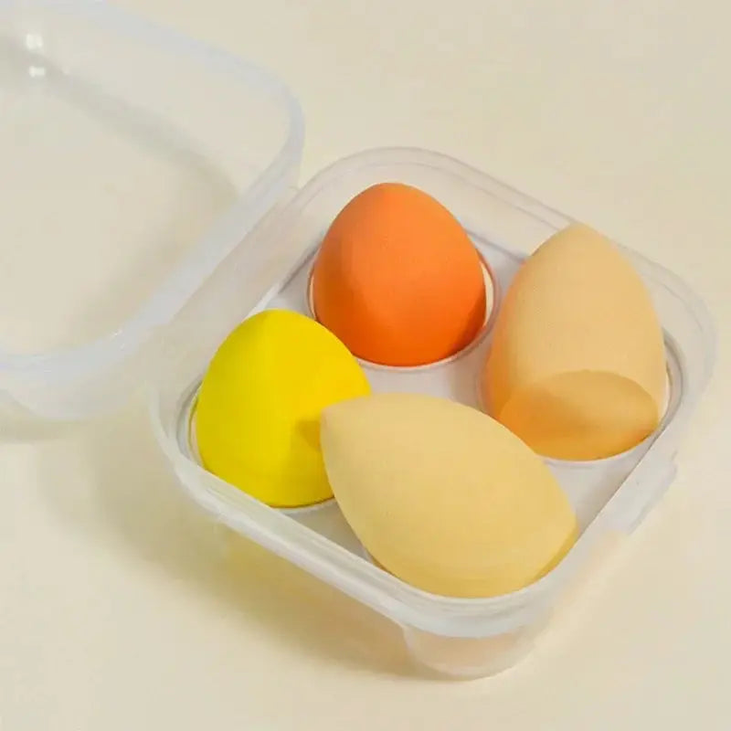 4PCS Makeup Blender Sponge Set – Soft Colorful Cosmetic Puffs with Beveled Edge – Natural Finish for Foundation & Powder
