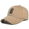 Beige cotton baseball cap with a brown patch.