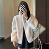 Women's solid color stand-up collar mink fur jacket