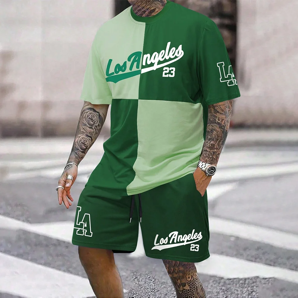 Green Los Angeles sportswear set with number 23 and LA logo.