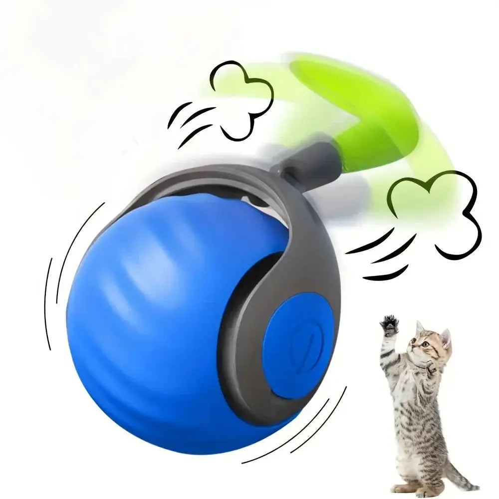 Interactive feather cat ball toy, USB rechargeable smart toy for indoor cats, automatic rolling ball for pet playtime