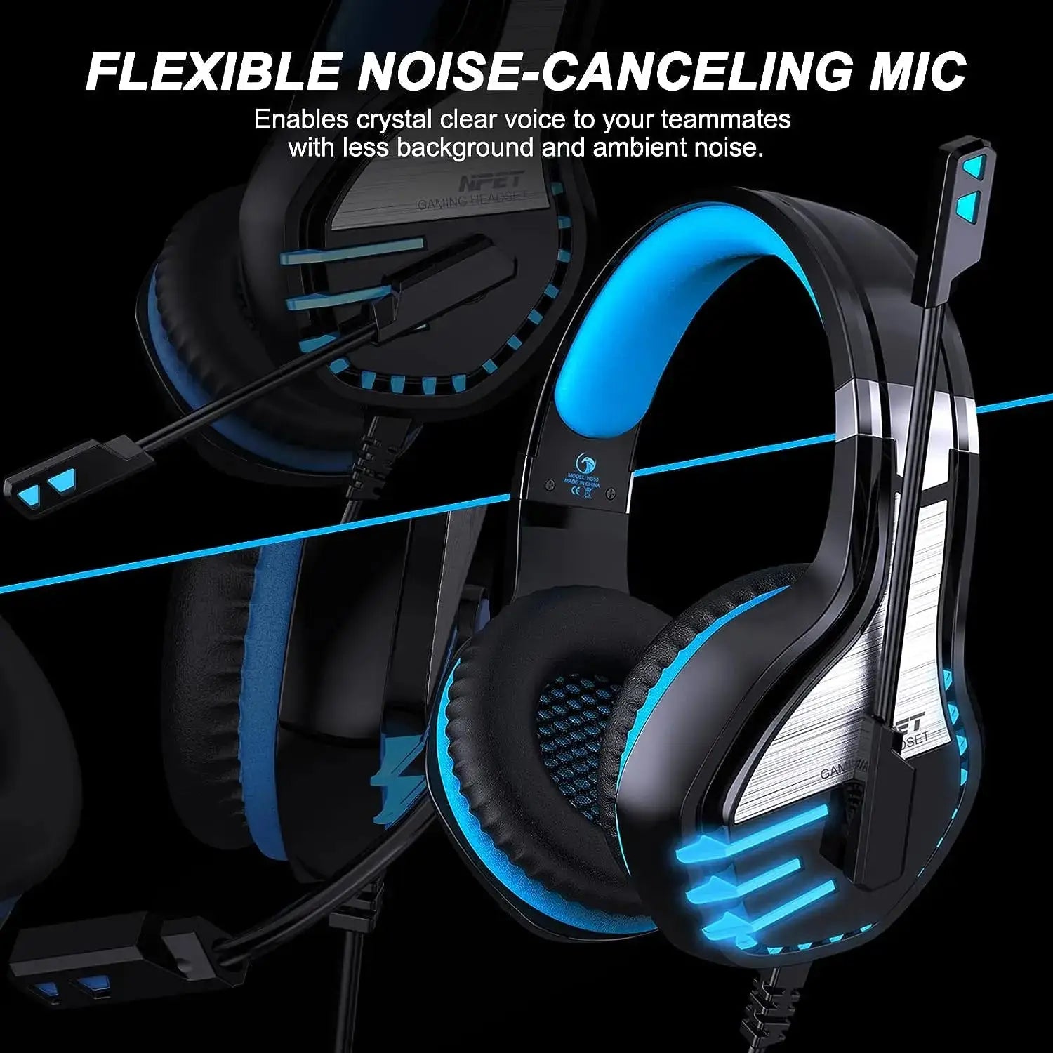 Wired Gaming Headset with Microphone 3.5mm, Stereo Bass Sound & 120° Mic for PC, PS4, PS5, Xbox & Mobile
